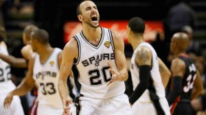 Spurs guard Manu Ginobili scored a personal season-best 24 points in Game 5 of the 2013 NBA Finals.