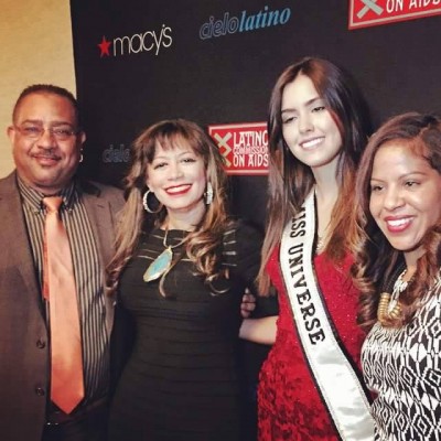 Miss Universe, Pauline Vega and The Latin Trends Publisher, Juan Guillen, Magazine Editor Maria Luna and journalist Deyanira Martinez 