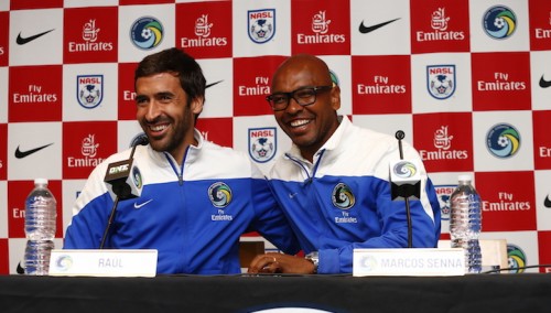 New York Cosmos Farewell Press Conference For Marcos Senna And Raul
